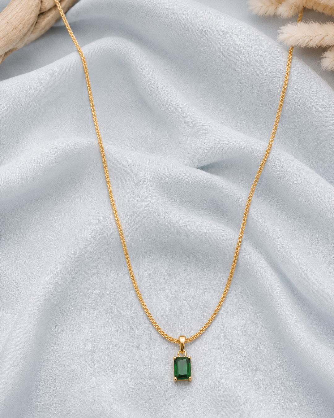 Emerald green crystal pendant necklace