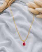 Ruby red emerald cut crystal necklace