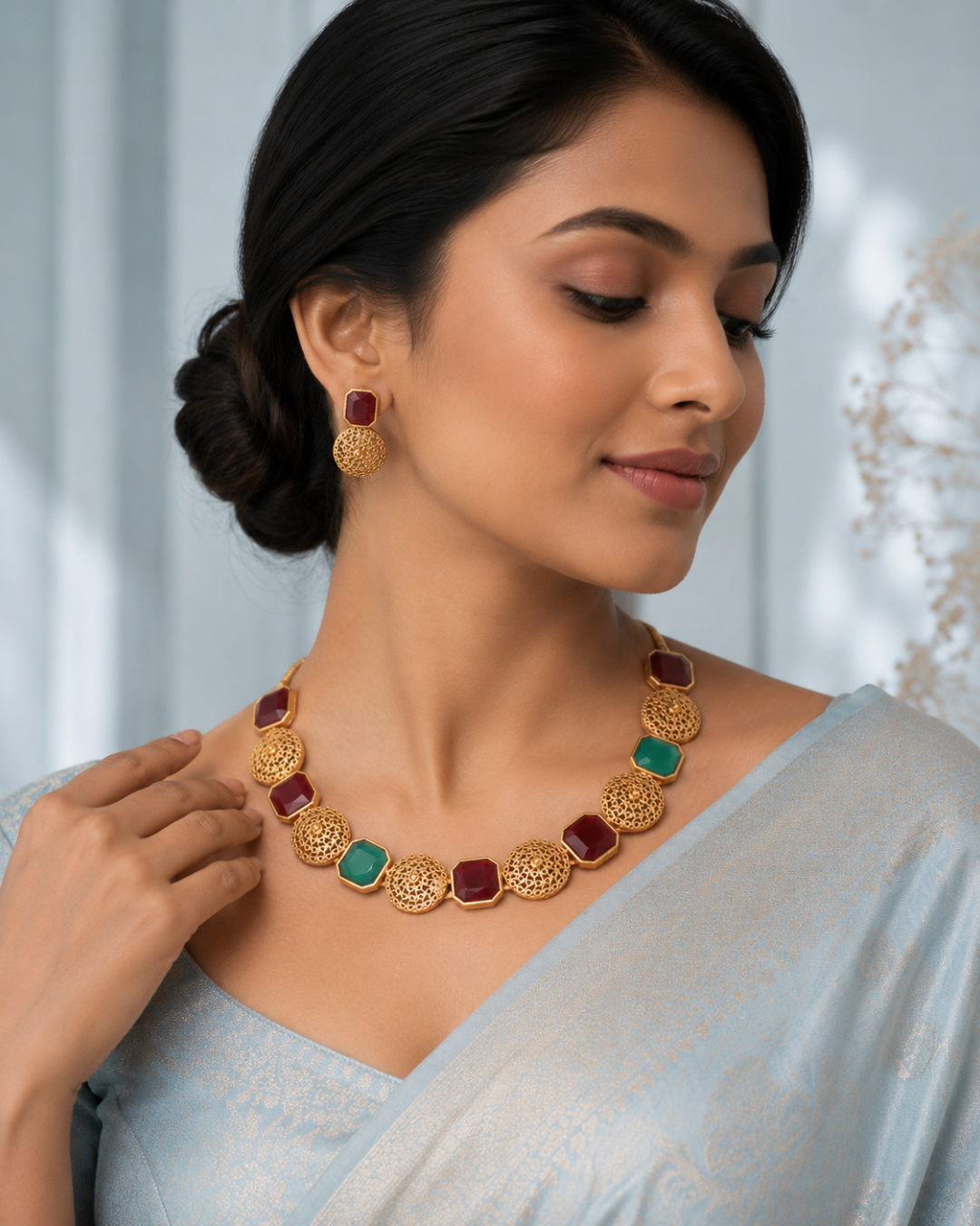 Royal Antique Stone Necklace Set