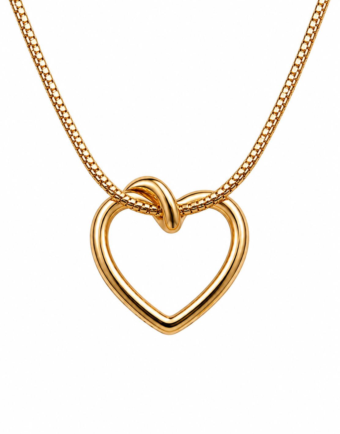 Minimal Gold Open Heart Pendant Necklace for Women