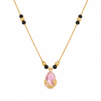 Gold-Tone Pink Teardrop Mangalsutra Necklace