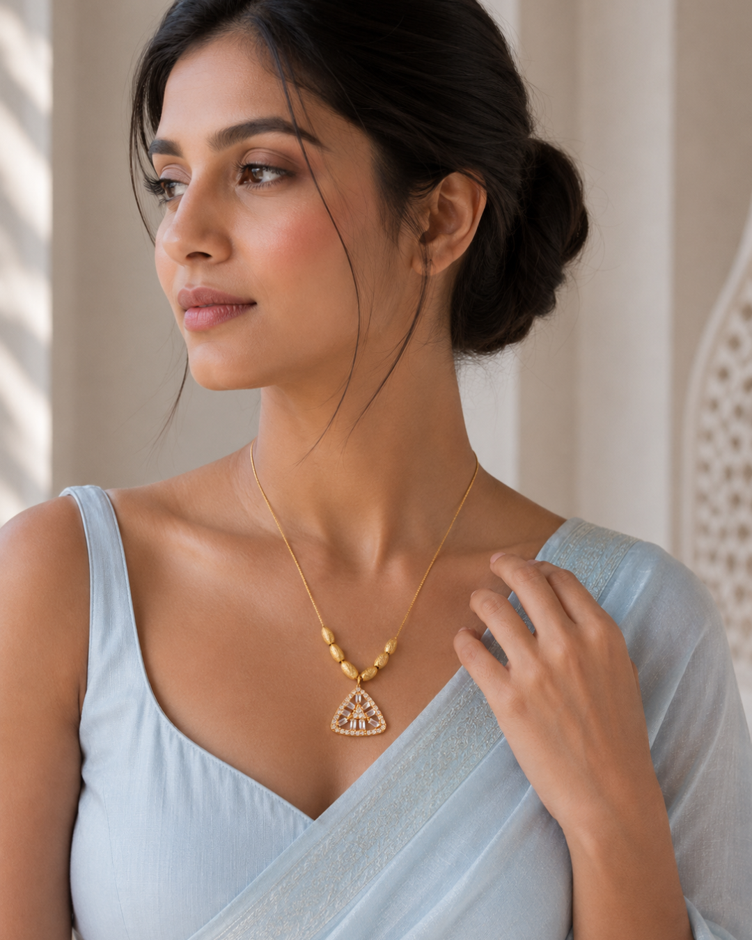 Golden Prism Crystal Necklace