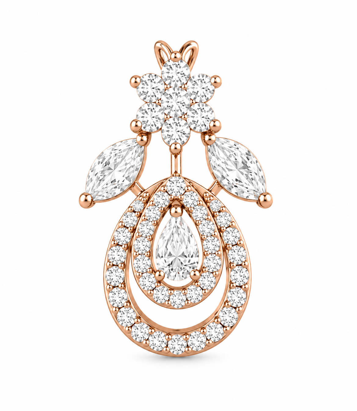 Rose Gold Floral Drop Mangalsutra Necklace