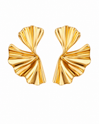 Golden Fan Twist Stud Earrings