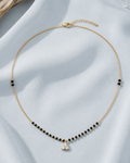 Diamond-Inspired Trio Mangalsutra with Black Bead Chain