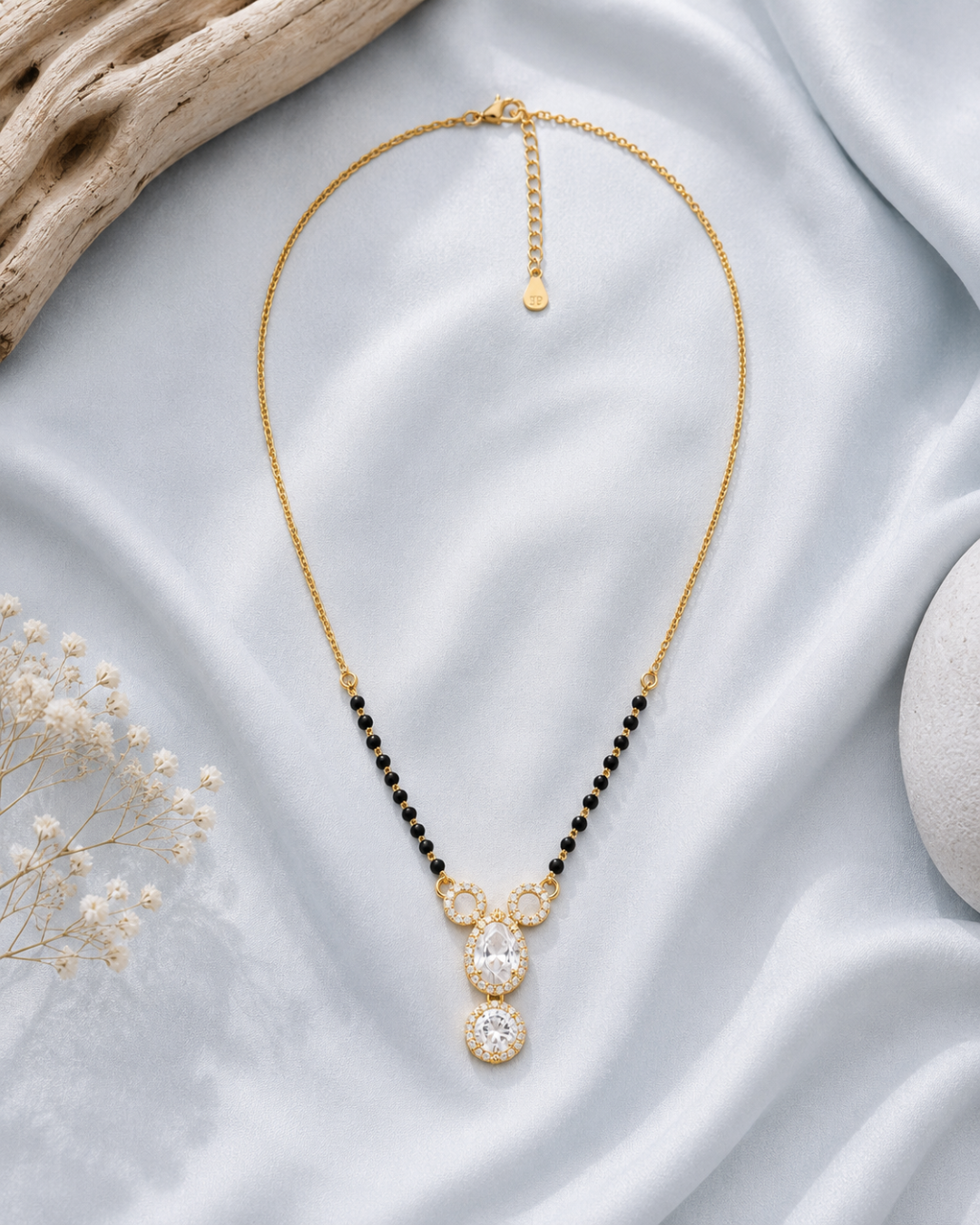 Radiant Duo Mangalsutra with Dual Crystal Pendant