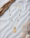 Elegant Crystal Pendant Mangalsutra Necklace with Black Beads