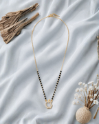 Apple Charm CZ Mangalsutra with Black Bead Chain