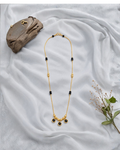 Black Gemstone Mangalsutra Necklace with Gold-Tone Charms