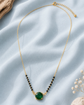 Emerald Green Solitaire Mangalsutra with Black Beads