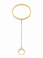 Elegant Gold Plated CZ Hand Bracelet Ring (Hathphool) for Women