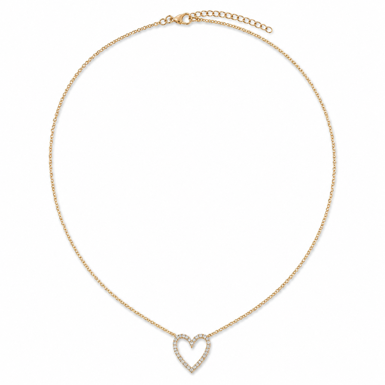 Elegant CZ Open Heart Pendant Necklace for Women